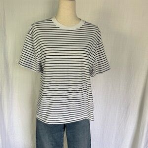 Abercrombie & Fitch Essential Premium Relaxed Tee Black & White Stripe Sz Small